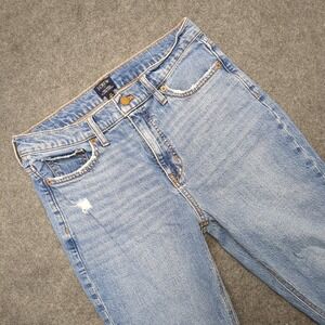J‎ Crew Mid Rise Flare Crop Jeans Distressed Light Wash Denim Size 29